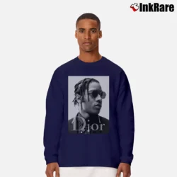 Men’s Asap Rocky Dior Graphic Long-Sleeve Shirt in navy | Sleek, Lightweight, Year-Round Wear