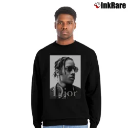 Men’s Asap Rocky Dior Graphic Crewneck Sweatshirt in black | Cozy Fabric, Clean Style