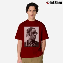 Men’s Asap Rocky Dior Graphic Classic T-Shirt in maroon | Soft, Breathable Everyday Wear