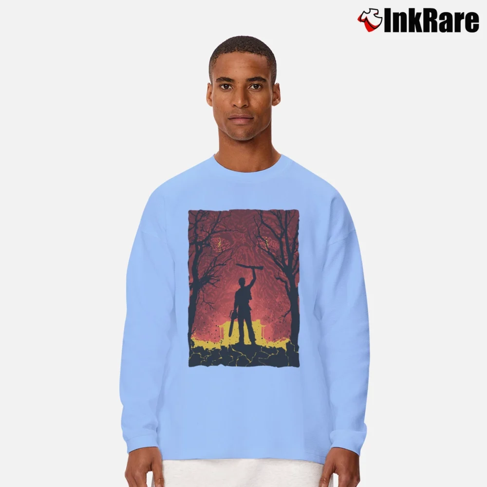Men’s Ash vs Evil Dead Ashley J Williams Long-Sleeve Shirt in light blue | Sleek, Lightweight, Year-Round Wear