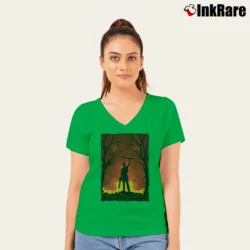 Women’s Ash vs Evil Dead Ashley J Williams V-Neck Tee in irish green | Chic Neckline, Soft Texture