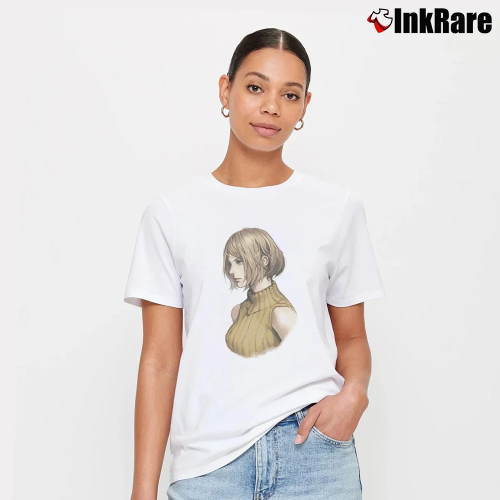 Women’s Ashley Graham Resident Evil Fan Art T-Shirt in white | Soft, Flattering Fit