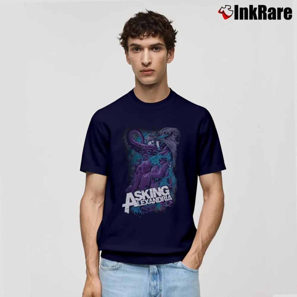 Men’s Asking Alexandria Baboon Vs Octo Classic T-Shirt in navy | Soft, Breathable Everyday Wear