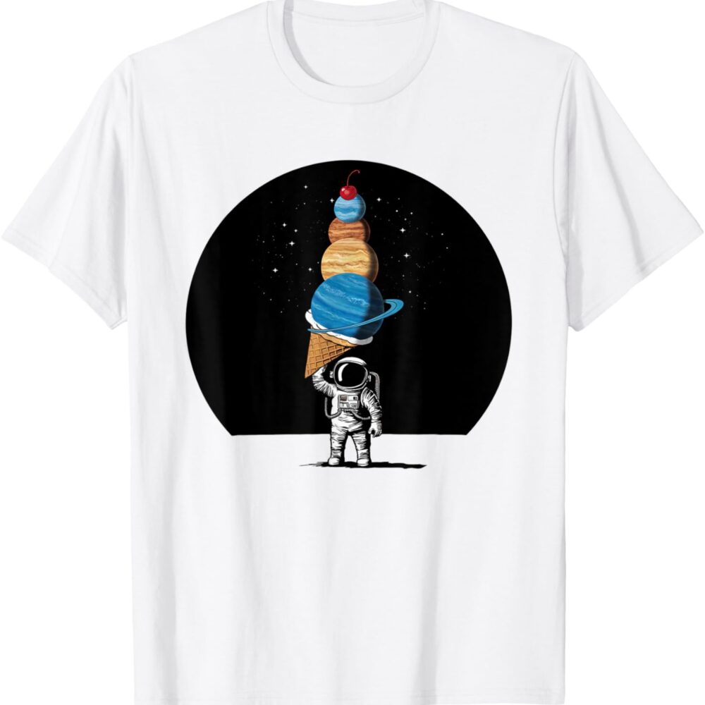 astronaut holding planet ice cream cone space art t shirt 547247 jpg