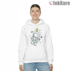 Astronaut Snoopy And Woodstock Floating Shirt on white hoodie for women graphic tee