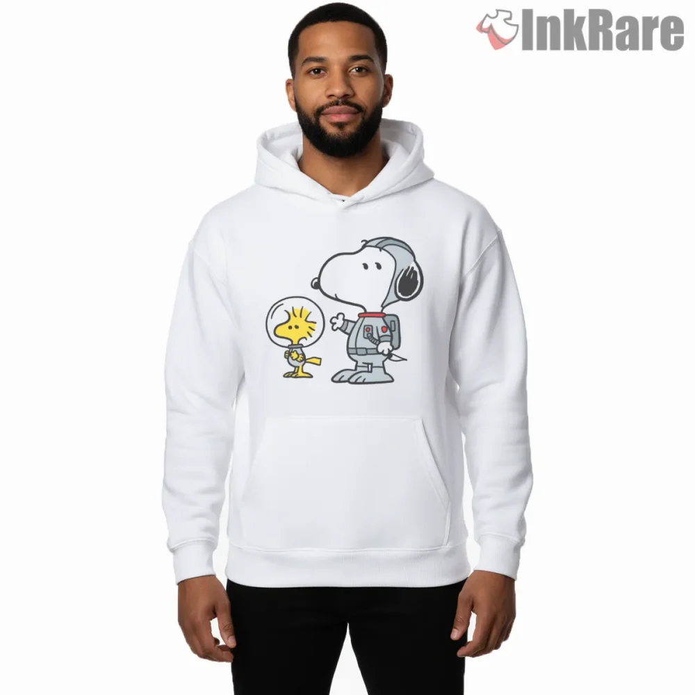 Astronaut Snoopy And Woodstock Space Adventure Shirt on white hoodie for men graphic tee