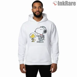 Astronaut Snoopy And Woodstock Space Adventure Shirt on white hoodie for men graphic tee