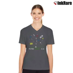 Women’s Astrosmash 8ball Originals Retro V-Neck Tee in charcoal | Chic Neckline, Soft Texture
