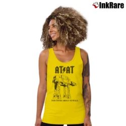 Women’s AT - AT Walk Funny AC/DC Parody Star Wars Tank Top in yellow | Lightweight, Movement-Friendly