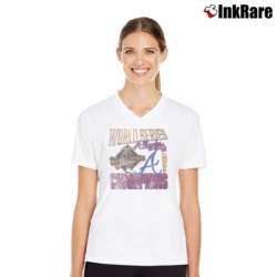 Women’s Atlanta Braves 1995 World Series V-Neck Tee in white | Chic Neckline, Soft Texture