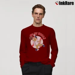 Men’s Atlanta Braves Baseball Blooper Mascot Fan Long-Sleeve Shirt in maroon | Sleek, Lightweight, Year-Round Wear