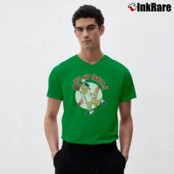 Men’s Atlanta Braves Baseball Blooper Mascot Fan V-Neck Tee in irish green | Sharp, Breathable, Everyday Staple