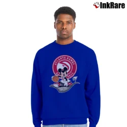 Men’s Atlanta Hawks Basketball Player Mickey Mouse Crewneck Sweatshirt in royal blue | Cozy Fabric, Clean Style