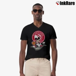 Men’s Atlanta Hawks Basketball Player Mickey Mouse V-Neck Tee in black | Sharp, Breathable, Everyday Staple