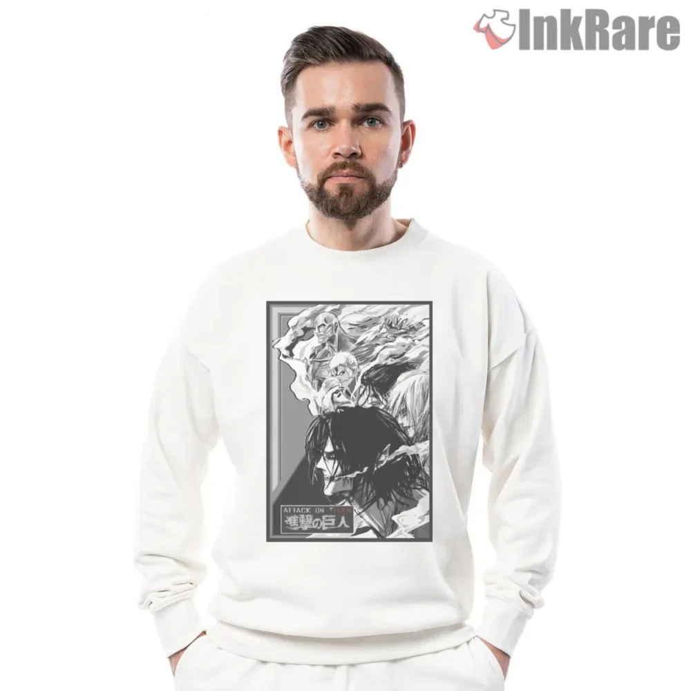 Attack On Titan Black And White Manga Panel Shirt on graphic shirt for men graphic tee