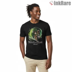 Attack On Titan Eren Green Arc Strike Shirt on black short sleeve shirt for men graphic tee