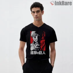 Attack On Titan Eren Path To Freedom Shirt on black v-neck shirt for men graphic tee