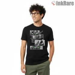 Attack On Titan Eren Transformation Panels Shirt on black short sleeve shirt for men graphic tee
