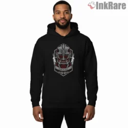 Attack On Titan Gigant Mask Emblem Shirt on black hoodie for men graphic tee