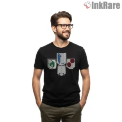 Attack On Titan Regiment Crests Emblem Shirt on black short sleeve shirt for men graphic tee