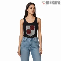 Attack On Titan Rose Crest Emblem Shirt on black tank top for women graphic tee
