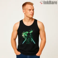 Attack On Titan Silhouette Odm Gear Glow Shirt on black tank top for men graphic tee