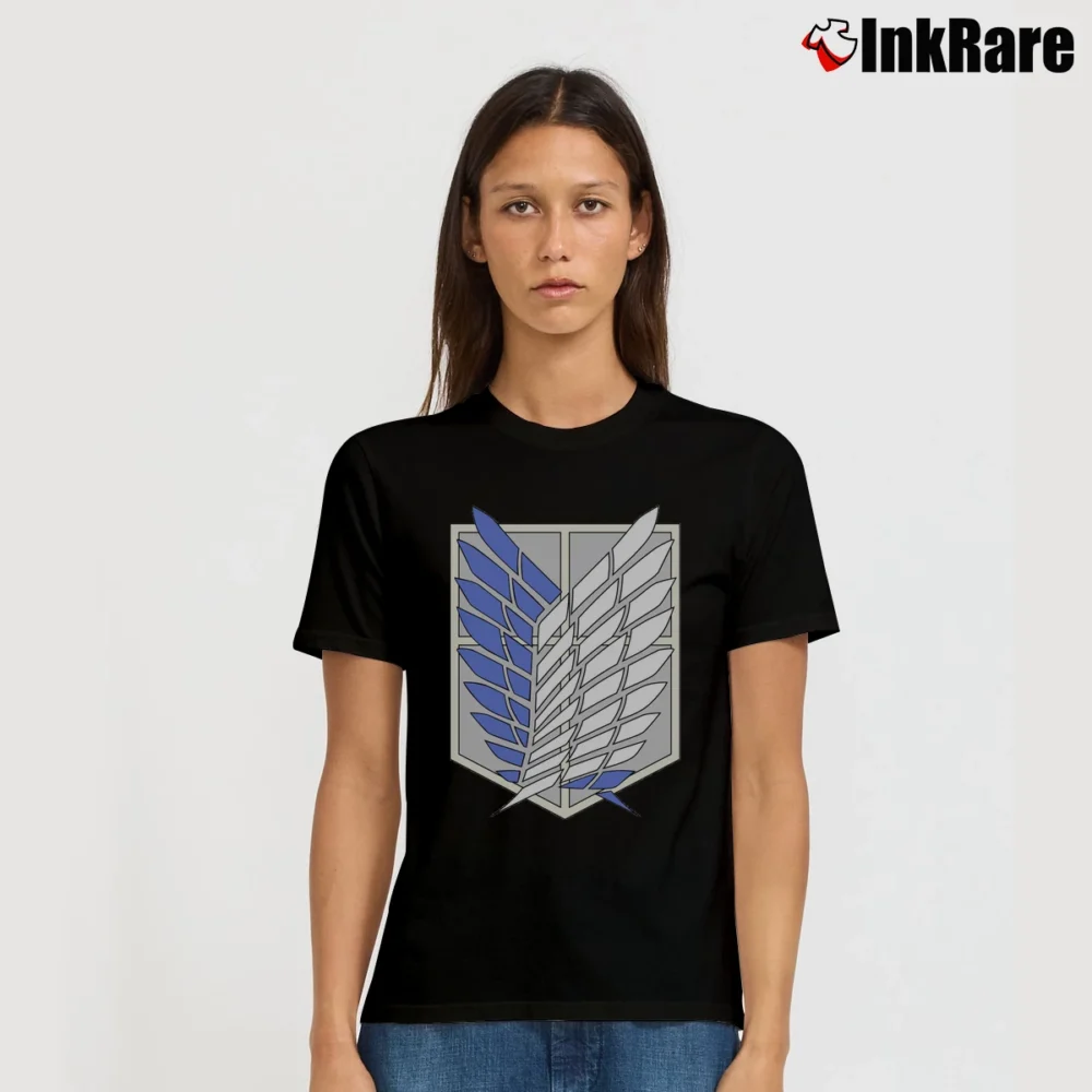 Women’s Attack On Titan Survey Corps Anime Graphic Signature T-Shirt in black | Soft, Flattering Fit