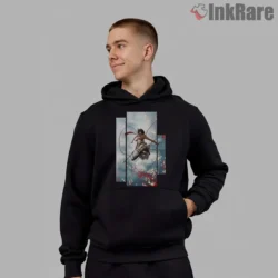 Attack On Titan Triptych Sky Flight Shirt on black hoodie for men graphic tee