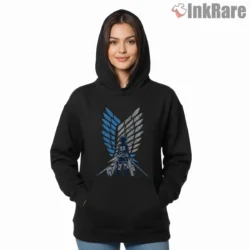 Attack On Titan Winged Hero Emblem Shirt on black hoodie for women graphic tee
