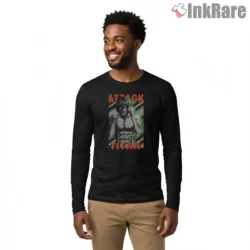 Attack Titan Iron Resolve Portrait Shirt on black long sleeve shirt for men graphic tee