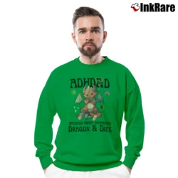 Men’s Attention Deficit Hyperactive Dragon Dice Funny Rpg Crewneck Sweatshirt in irish green | Cozy Fabric, Clean Style