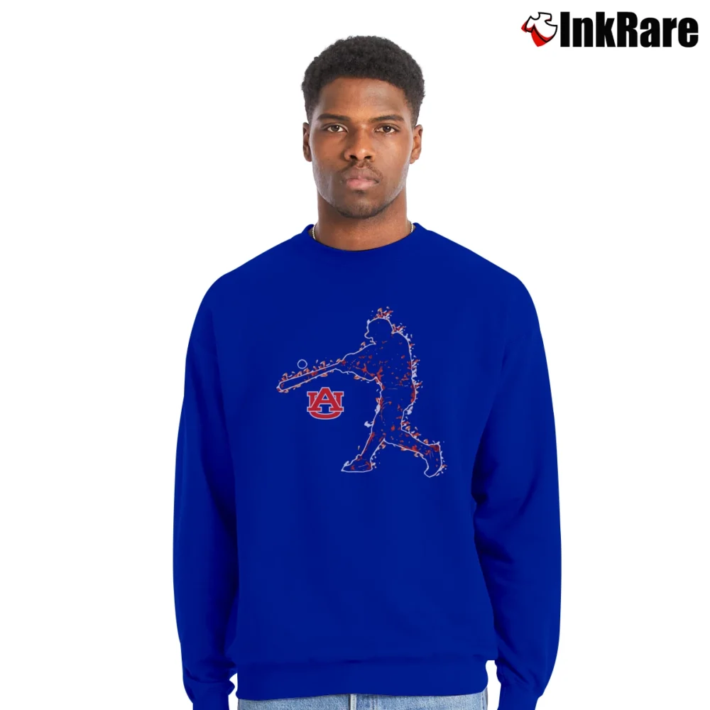 Men’s Auburn Tigers Baseball On Fire Graphic Crewneck Sweatshirt in royal blue | Cozy Fabric, Clean Style