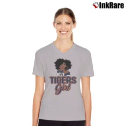 Women’s Auburn Tigers Black Girl Fan Graphic V-Neck Tee in sport grey | Chic Neckline, Soft Texture