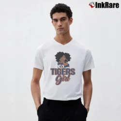 Men’s Auburn Tigers Black Girl Fan Graphic V-Neck Tee in white | Sharp, Breathable, Everyday Staple