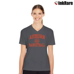 Women’s Auburn Tigers In Bounds Graphic V-Neck Tee in charcoal | Chic Neckline, Soft Texture