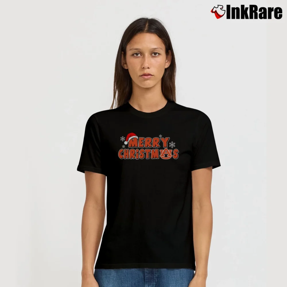 Women’s Auburn Tigers Merry Christmas Fan Signature T-Shirt in black | Soft, Flattering Fit