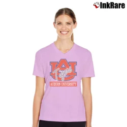 Women’s Auburn Tigers Retro SEC V-Neck Tee in light pink | Chic Neckline, Soft Texture