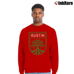 Men’s Austin FC Logo Crewneck Sweatshirt in red | Cozy Fabric, Clean Style