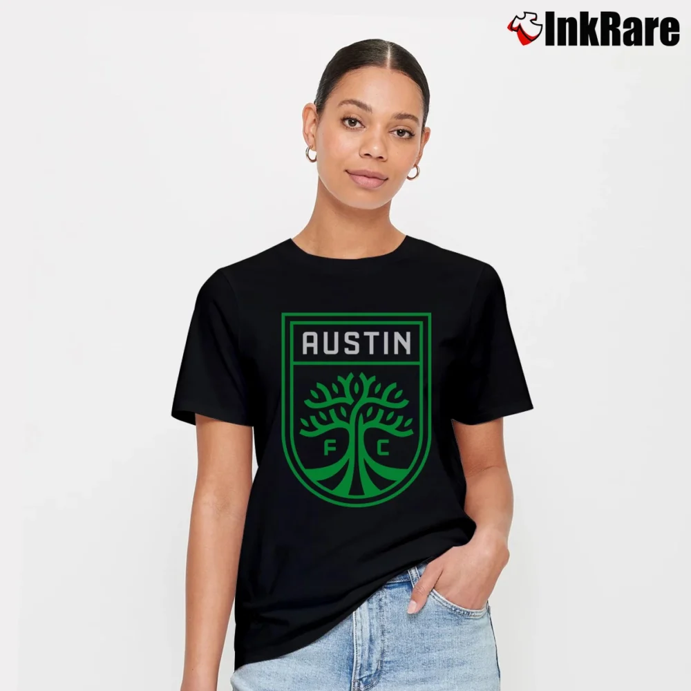 Women’s Austin FC Logo Signature T-Shirt in black | Soft, Flattering Fit