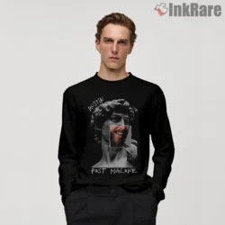 Austin Post Malone Marble Statue Mash Up Art Shirt on black long sleeve shirt for men graphic tee