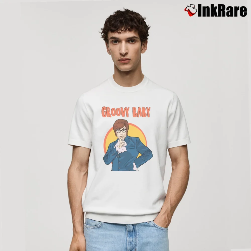 Men’s Austin Powers Groovy Baby Classic T-Shirt in white | Soft, Breathable Everyday Wear