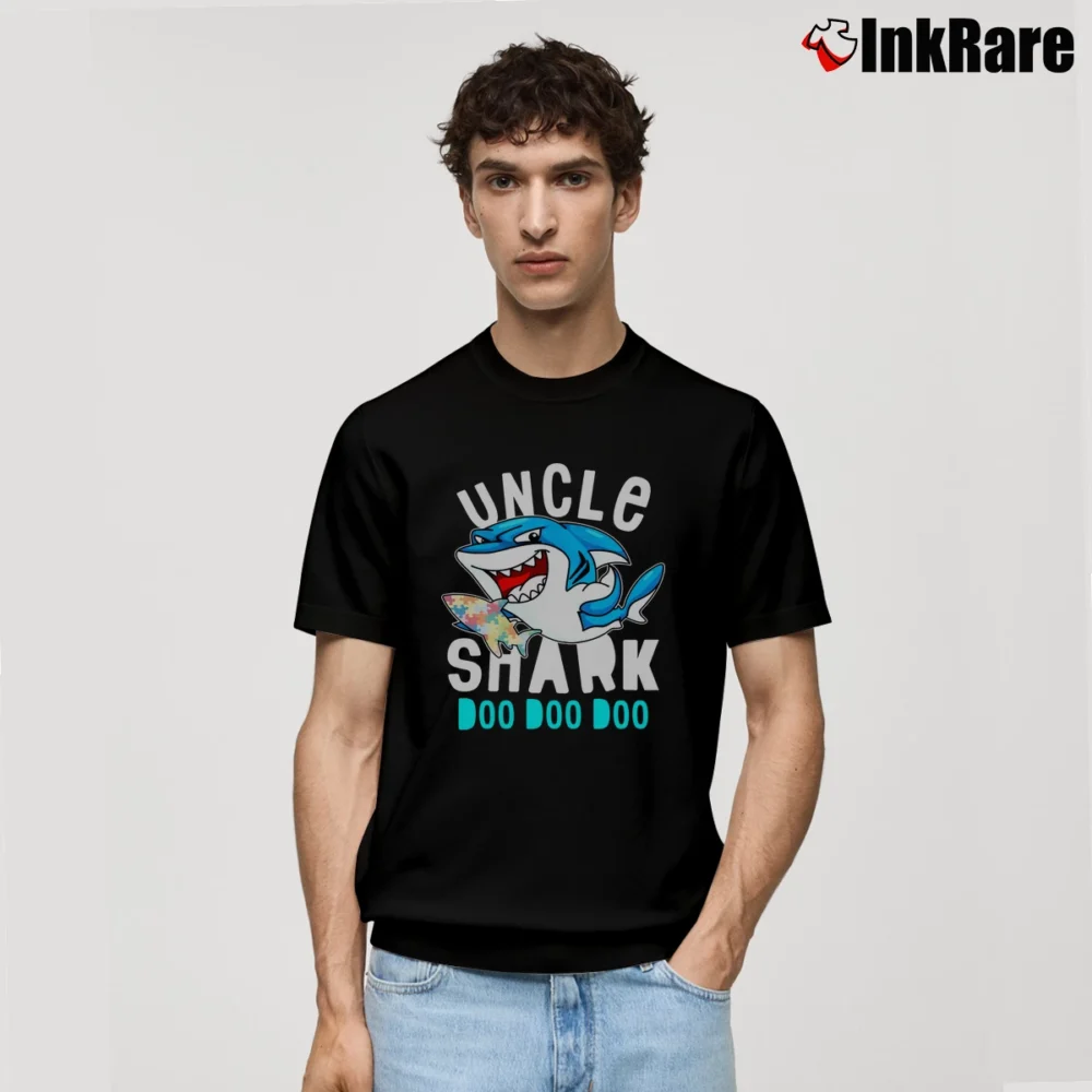Men’s Autism Awareness Uncle Shark Matching Family Classic T-Shirt in black | Soft, Breathable Everyday Wear
