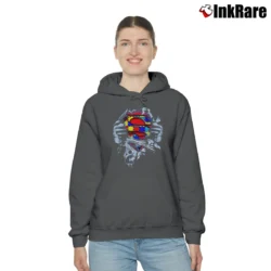 Women’s Autism Superman Symbol Puzzle Piece Funny Gift Cozy Hoodie in charcoal | Warm, Structured, Stylish