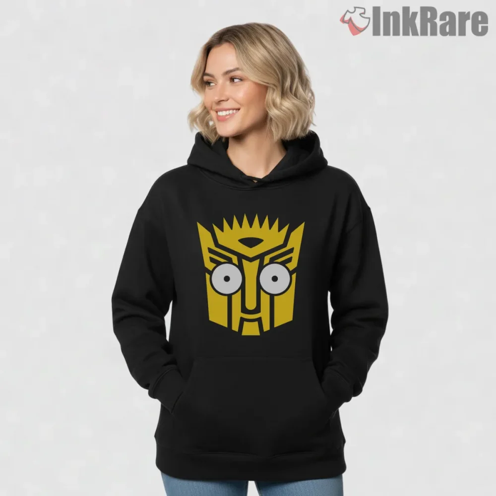 Autobart Transformers Logo Cartoon Mashup Shirt on black hoodie for women graphic tee