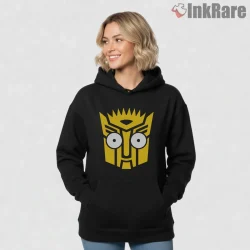 Autobart Transformers Logo Cartoon Mashup Shirt on black hoodie for women graphic tee