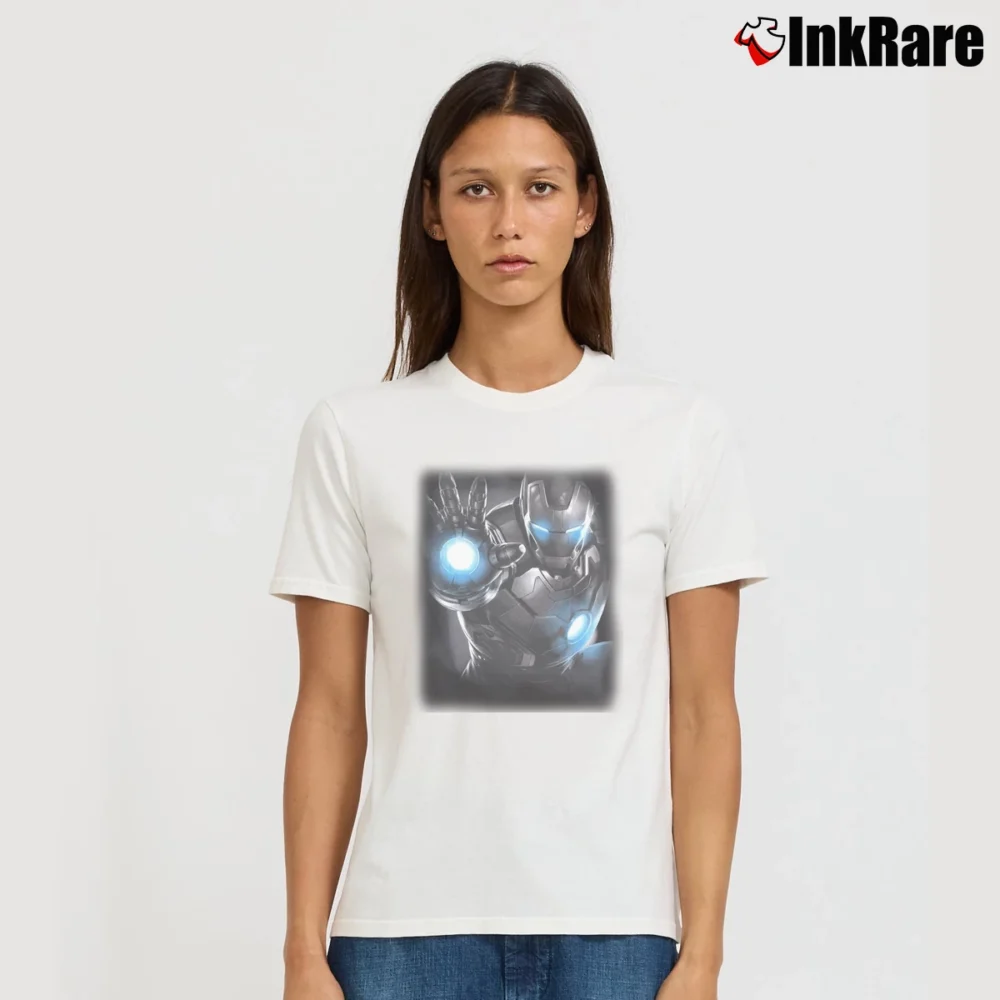 Women’s Avengers Age Of Ultron Iron Darkness Marvel Signature T-Shirt in white | Soft, Flattering Fit