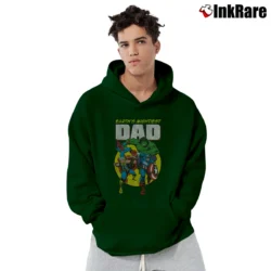 Men’s Avengers Hulk Captain America Earth's Mightiest Dad Pullover Hoodie in forest green | Cozy, Durable, Modern Fit