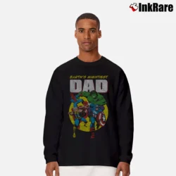 Men’s Avengers Hulk Captain America Earth's Mightiest Dad Long-Sleeve Shirt in black | Sleek, Lightweight, Year-Round Wear