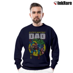 Men’s Avengers Hulk Captain America Earth's Mightiest Dad Crewneck Sweatshirt in navy | Cozy Fabric, Clean Style