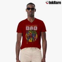 Men’s Avengers Hulk Captain America Earth's Mightiest Dad V-Neck Tee in maroon | Sharp, Breathable, Everyday Staple